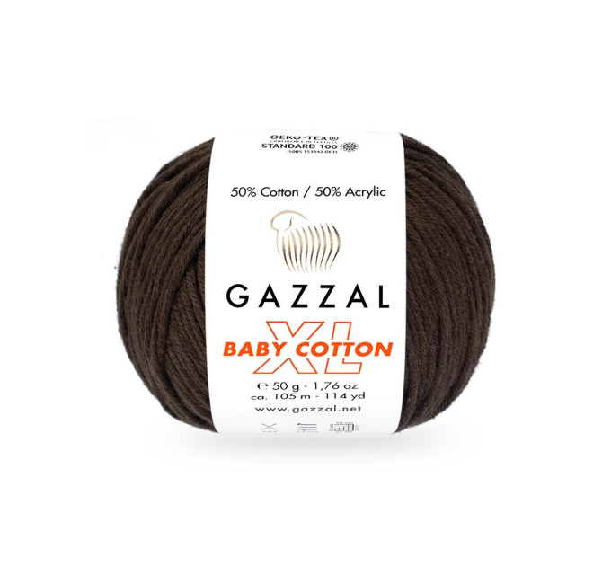 Пряжа Gazzal Baby Cotton XL | Газзал Бебі Коттон ХЛ 3436 шоколад