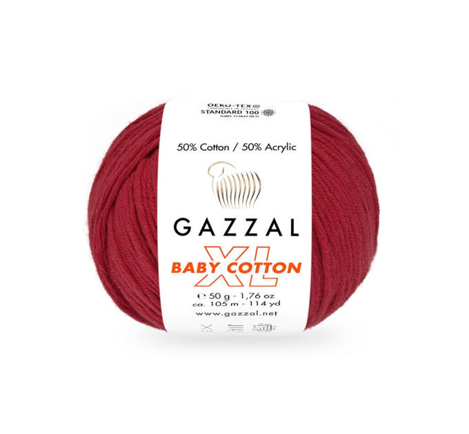 Пряжа Gazzal Baby Cotton XL | Газзал Бебі Коттон ХЛ 3439 червоний
