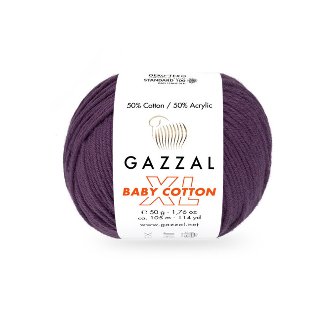 Пряжа Gazzal Baby Cotton XL | Газзал Бебі Коттон ХЛ 3441 виноградний