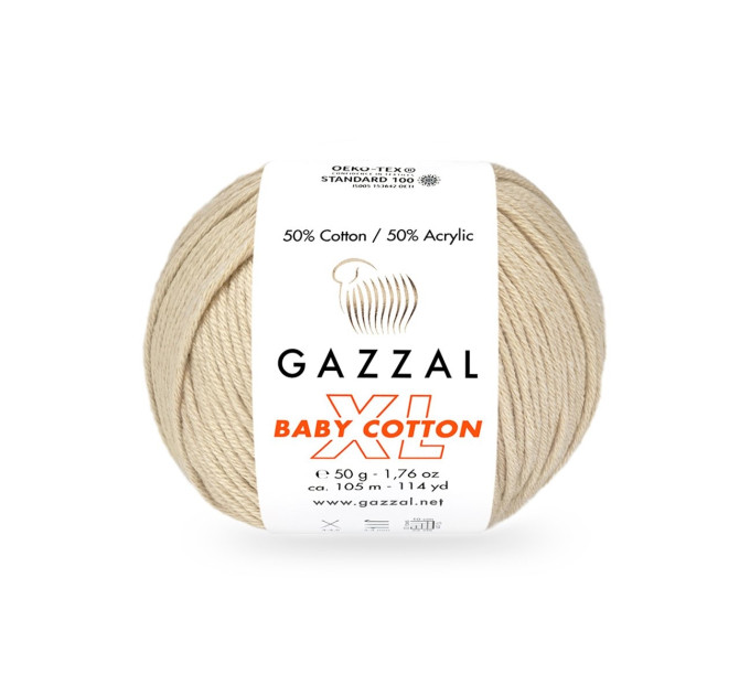 Пряжа Gazzal Baby Cotton XL | Газзал Бебі Коттон ХЛ 3445 бежевий