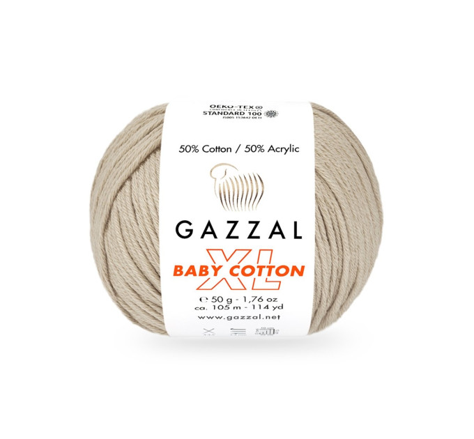 Пряжа Gazzal Baby Cotton XL | Газзал Бебі Коттон ХЛ 3446 сіро-бежевий