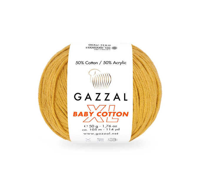 Пряжа Gazzal Baby Cotton XL | Газзал Бебі Коттон ХЛ 3447 гірчичний
