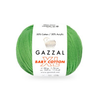 Пряжа Gazzal Baby Cotton XL | Газзал Бебі Коттон ХЛ 3448 зелене яблуко