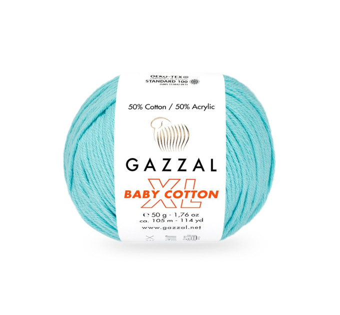 Пряжа Gazzal Baby Cotton XL | Газзал Бебі Коттон ХЛ 3451 бірюзовий