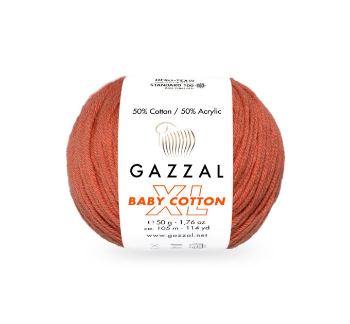 Пряжа Gazzal Baby Cotton XL | Газзал Бебі Коттон ХЛ 3454 цегляний