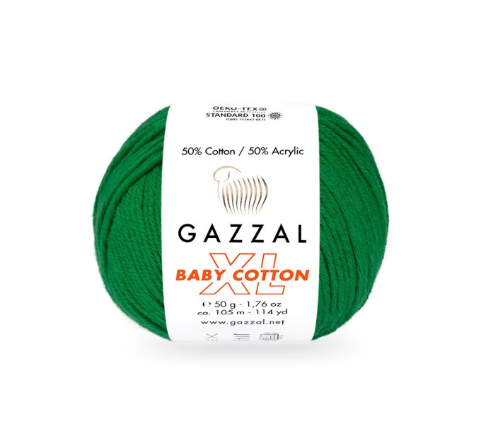 Пряжа Gazzal Baby Cotton XL | Газзал Бебі Коттон ХЛ 3456 соковито-зелений