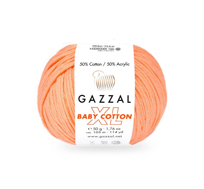 Пряжа Gazzal Baby Cotton XL | Газзал Бебі Коттон ХЛ 3465 персиковий
