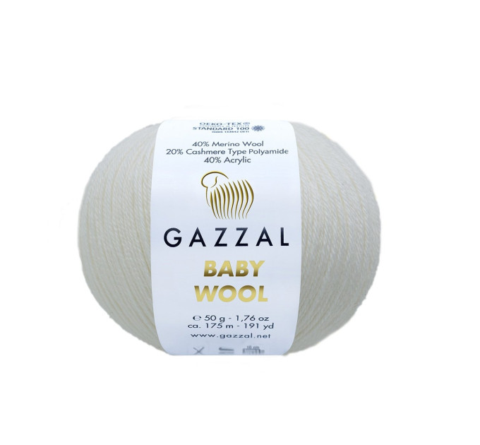 Пряжа Gazzal Baby Wool | Газзал Бебі Вул 801 білий
