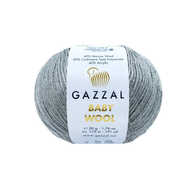 Пряжа Gazzal Baby Wool | Газзал Бебі Вул 818 сірий