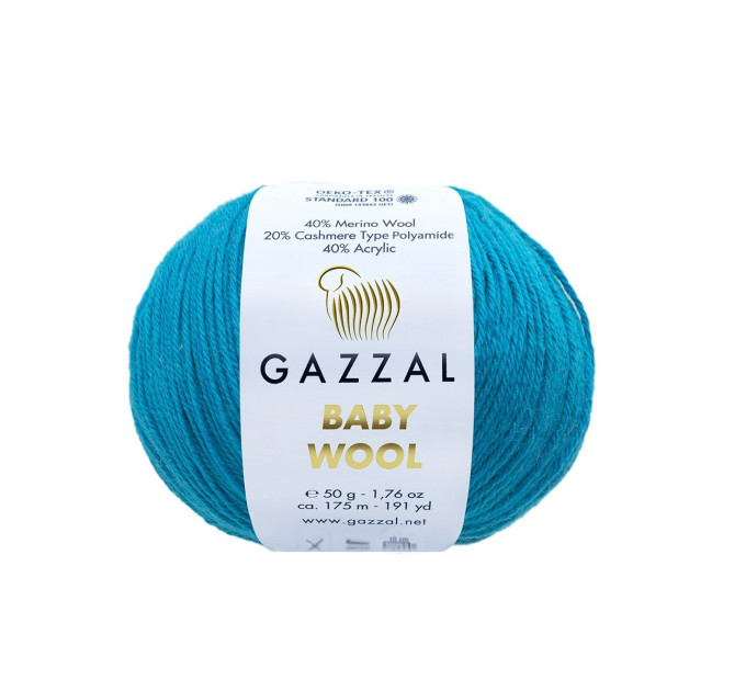 Пряжа Gazzal Baby Wool | Газзал Бебі Вул 822 синя бірюза