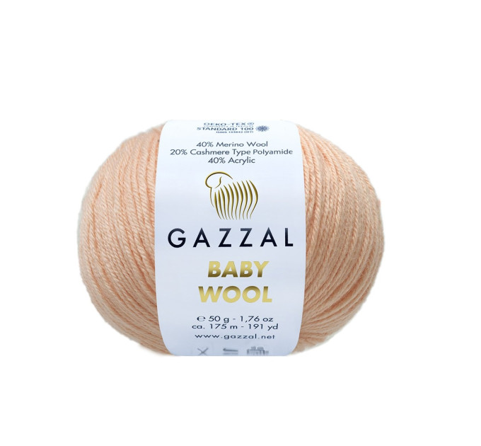 Пряжа Gazzal Baby Wool | Газзал Бебі Вул 834 персик
