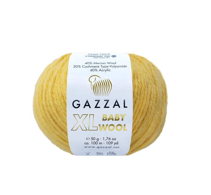 Пряжа Gazzal Baby Wool XL | Газзал Бебі Вул ХЛ 812 жовтий