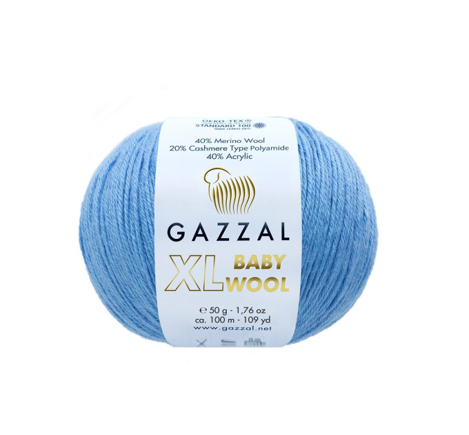 Пряжа Gazzal Baby Wool XL | Газзал Бебі Вул ХЛ 813 блакитний