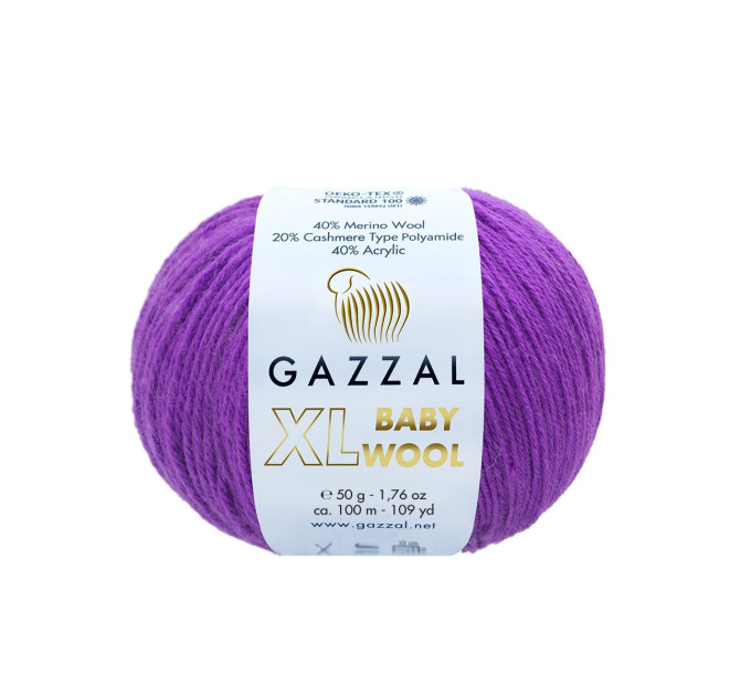 Пряжа Gazzal Baby Wool XL | Газзал Бебі Вул ХЛ 815 яскравий бузок