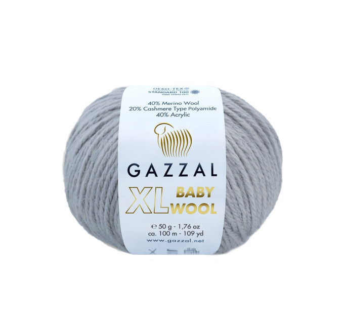 Пряжа Gazzal Baby Wool XL | Газзал Бебі Вул ХЛ 817 св.сірий