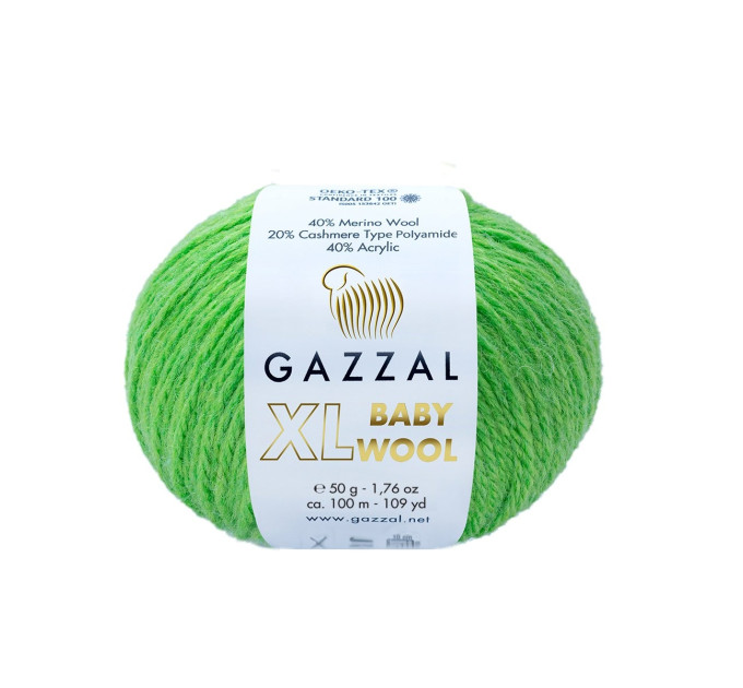 Пряжа Gazzal Baby Wool XL | Газзал Бебі Вул ХЛ 821 салат