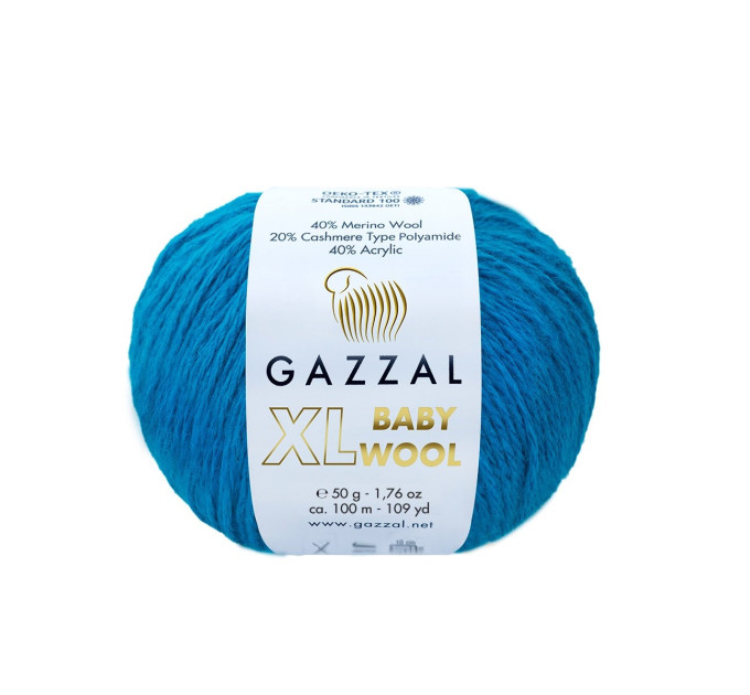 Пряжа Gazzal Baby Wool XL | Газзал Бебі Вул ХЛ 822 тем.бірюза