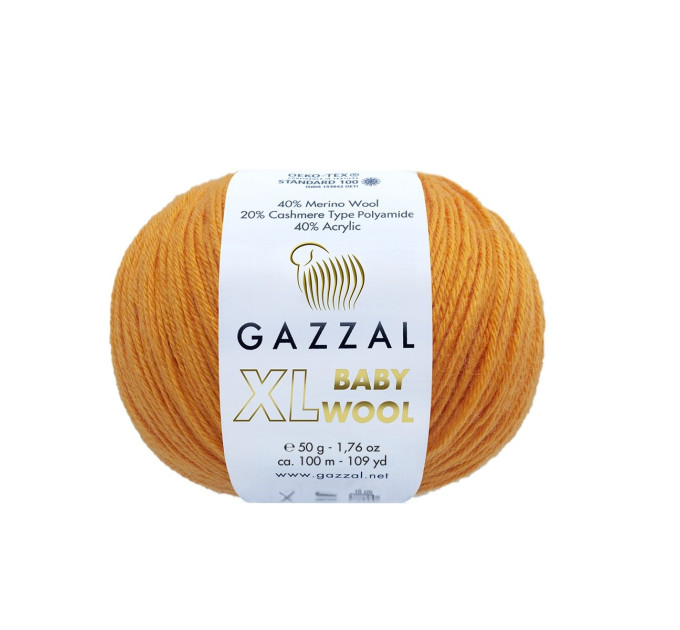 Пряжа Gazzal Baby Wool XL | Газзал Бебі Вул ХЛ 837 оранж