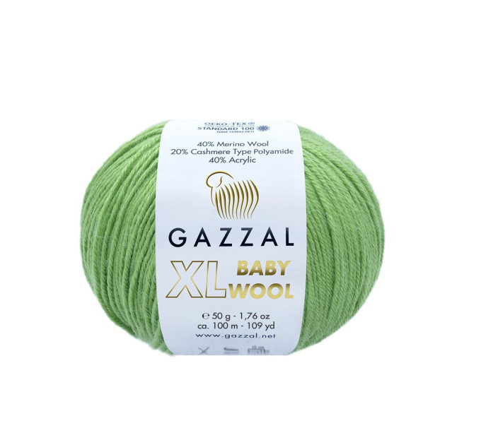 Пряжа Gazzal Baby Wool XL | Газзал Бебі Вул ХЛ 838 салат