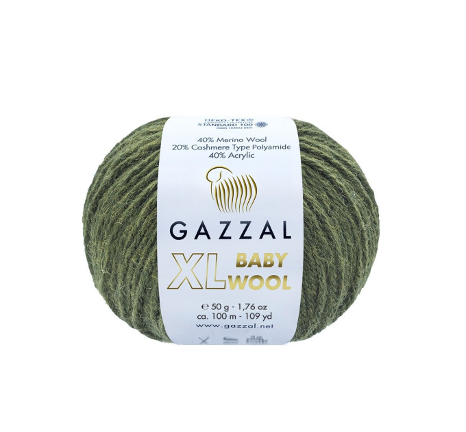 Пряжа Gazzal Baby Wool XL | Газзал Бебі Вул ХЛ 840 хакі
