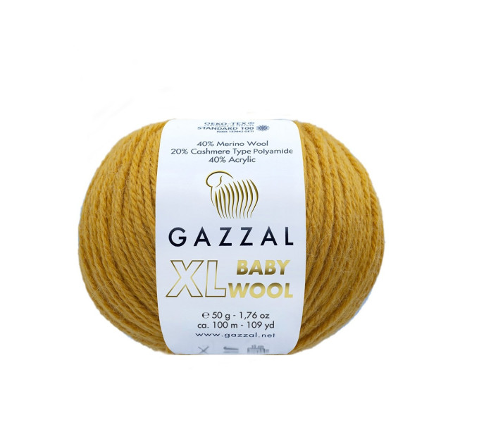 Пряжа Gazzal Baby Wool XL | Газзал Бебі Вул ХЛ 842 гірчиця