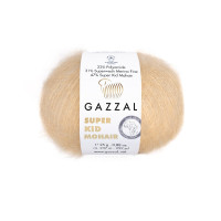 Пряжа Gazzal Super Kid Mohair/Газзал Супер Кід Мохер 64404 карамельний беж