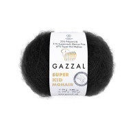 Пряжа Gazzal Super Kid Mohair/Газзал Супер Кід Мохер 64409 чорний