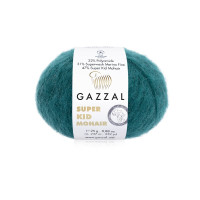 Пряжа Gazzal Super Kid Mohair/Газзал Супер Кід Мохер 64425 зелений петроль