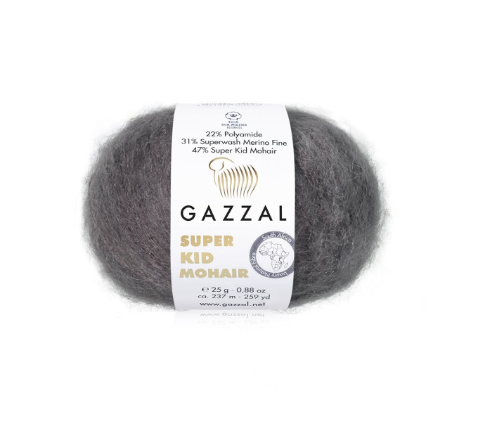 Пряжа Gazzal Super Kid Mohair/Газзал Супер Кід Мохер 64432 графіт