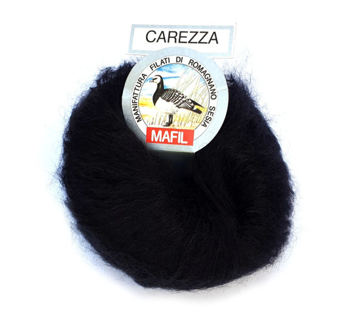 Пряжа кидмохер на шовку Mafil Carezza 107 чорний
