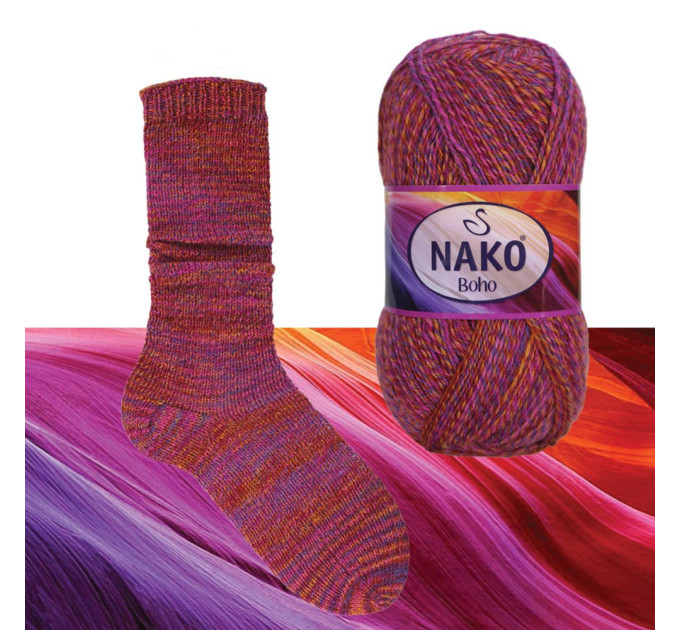 Пряжа шкарпеткова Nako Boho Concept 87720