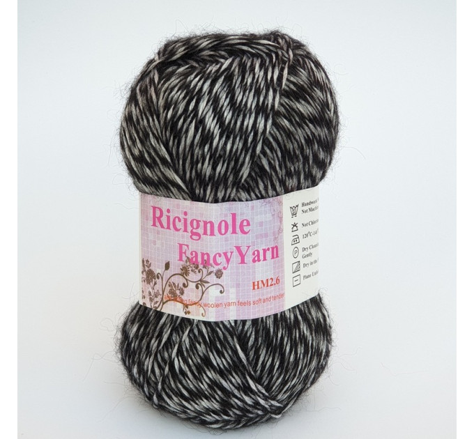 Пряжа Ricignole Fancy Yarn HM2.6 280 чорно-білий меланж