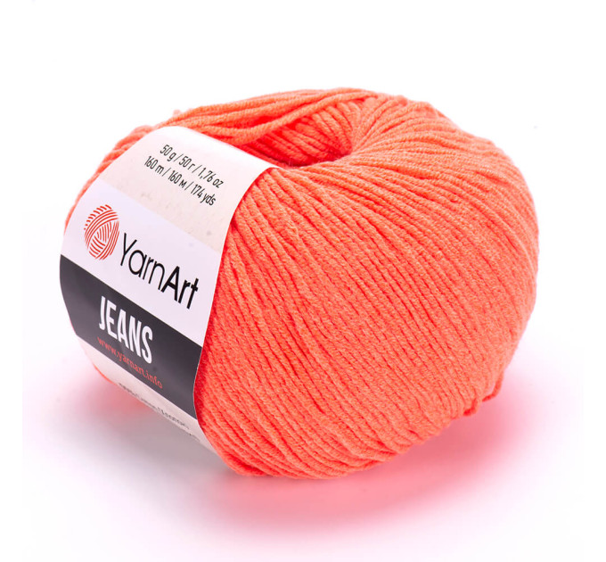 Пряжа YarnArt Jeans ЯрнАрт Джинс 61 кораловый неон