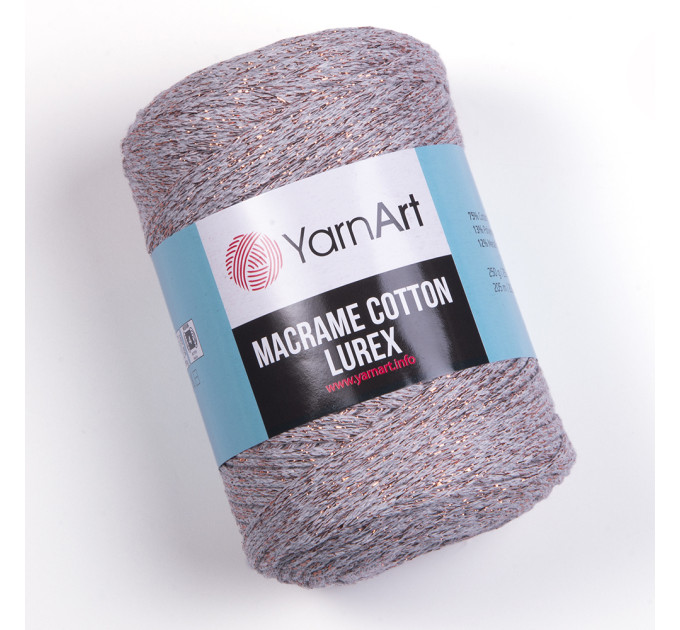Пряжа YarnArt Macrame Cotton Lurex / ЯрнАрт Макраме Коттон Люрекс 727 сірий - бронза