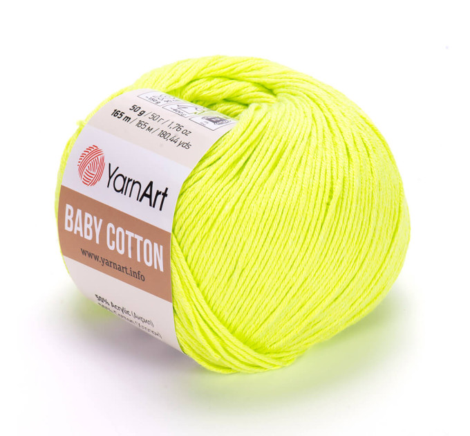 Пряжа YarnArt Baby Cotton | ЯрнАрт Бебі Коттон 430 салатовий неон